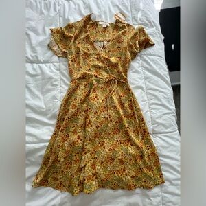 Monteau Yellow and Red Floral Midi Dress